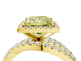 Yellow gold Fancy Yellow Princess Cut Diamond Halo Ring with Round Split Shank and Prong Setting_41