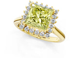 Yellow gold Fancy Yellow Princess  Cut Diamond Halo Ring with Solitaire Band and Prong Setting_30