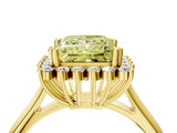Yellow gold Fancy Yellow Princess  Cut Diamond Halo Ring with Solitaire Band and Prong Setting_33