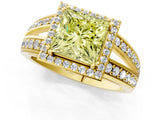 Yellow gold Fancy Yellow Princess Cut Diamond Halo Ring with Split Shank Pavé Band and Four-Prong Setting_1