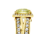 Yellow gold Fancy Yellow Princess Cut Diamond Halo Ring with Split Shank Pavé Band and Four-Prong Setting_5