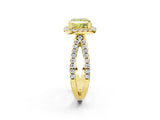 Yellow gold Fancy Yellow Princess Cut Diamond Halo Ring with Split Shank Pavé Band and Prong Setting_2