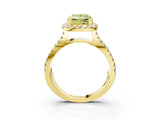 Yellow gold Fancy Yellow Princess Cut Diamond Halo Ring with Split Shank Pavé Band and Prong Setting_3