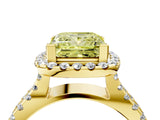 Yellow gold Fancy Yellow Princess Cut Diamond Halo Ring with Split Shank Pavé Band and Prong Setting_4