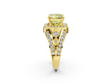 Yellow gold Fancy Yellow Princess Cut Diamond Halo Ring with Split Shank and Bezel Accents and Four-Prong Setting_2