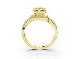 Yellow gold Fancy Yellow Princess Cut Diamond Halo Ring with Split Shank and Bezel Accents and Four-Prong Setting_3