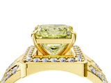 Yellow gold Fancy Yellow Princess Cut Diamond Halo Ring with Split Shank and Bezel Accents and Four-Prong Setting_4