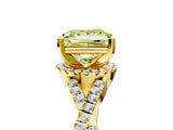 Yellow gold Fancy Yellow Princess Cut Diamond  Halo Twist Band Solitaire Prong Setting Ring_41