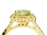 Yellow gold Fancy Yellow Princess  Cut Diamond Milgrain Floral Halo Engagement Ring with Pavé Band_19