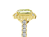 Yellow gold Fancy Yellow Princess  Cut Diamond Milgrain Floral Halo Engagement Ring with Pavé Band_20