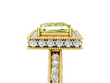 Yellow gold Fancy Yellow Princess Cut Diamond Milgrain Halo Engagement Ring with Round Pavé Band and Prong Setting_21