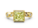 Yellow gold Fancy Yellow Princess  Cut Diamond Milgrain Marquise Band with Prong Setting_3