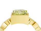 Yellow gold Fancy Yellow Princess  Cut Diamond Milgrain Marquise Band with Prong Setting_7