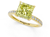 Yellow gold Fancy Yellow Princess  Cut Diamond Pavé Band Ring with Four-Prong Setting_1