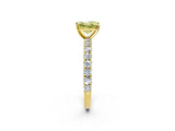 Yellow gold Fancy Yellow Princess Cut Diamond Pavé Band Solitaire Ring with Prong Setting_24