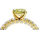 Yellow gold Fancy Yellow Princess Cut Diamond Pavé Band Solitaire Ring with Prong Setting_26