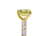 Yellow gold Fancy Yellow Princess Cut Diamond Pavé Band Solitaire Ring with Prong Setting_27