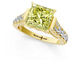 Yellow gold Fancy Yellow Princess  Cut Diamond Pavé Band Solitaire with Four-Prong Setting_16