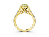 Yellow gold Fancy Yellow Princess  Cut Diamond Pavé Band Solitaire with Four-Prong Setting_18