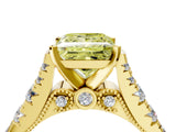 Yellow gold Fancy Yellow Princess  Cut Diamond Pavé Band Solitaire with Four-Prong Setting_19