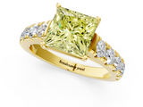 Yellow gold Fancy Yellow Princess  Cut Diamond Pavé Band Solitaire with Four-Prong Setting_4