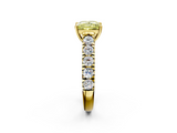 Yellow gold Fancy Yellow Princess  Cut Diamond Pavé Band Solitaire with Four-Prong Setting_5
