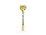 Yellow gold Fancy Yellow Princess  Cut Diamond Pavé Band Solitaire with Four-Prong Setting_5