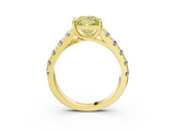 Yellow gold Fancy Yellow Princess  Cut Diamond Pavé Band Solitaire with Four-Prong Setting_6