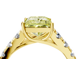 Yellow gold Fancy Yellow Princess  Cut Diamond Pavé Band Solitaire with Four-Prong Setting_7
