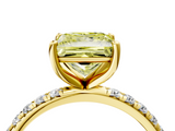 Yellow gold Fancy Yellow Princess  Cut Diamond Pavé Band Solitaire with Four-Prong Setting_7
