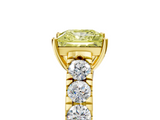 Yellow gold Fancy Yellow Princess  Cut Diamond Pavé Band Solitaire with Four-Prong Setting_8