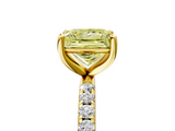 Yellow gold Fancy Yellow Princess  Cut Diamond Pavé Band Solitaire with Four-Prong Setting_8