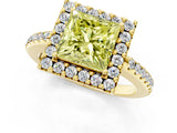 Yellow gold Fancy Yellow Princess Cut Diamond Pavé Halo Ring with Four-Prong Setting_18