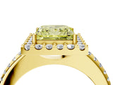 Yellow gold Fancy Yellow Princess Cut Diamond Pavé Halo Ring with Four-Prong Setting_21