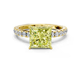 Yellow gold Fancy Yellow Princess Cut Diamond Pavé Solitaire Engagement Ring with Four-Prong Setting_18