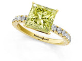 Yellow gold Fancy Yellow Princess Cut Diamond Pavé Solitaire Engagement Ring with Four-Prong Setting_19