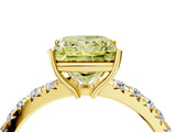Yellow gold Fancy Yellow Princess Cut Diamond Pavé Solitaire Engagement Ring with Four-Prong Setting_22