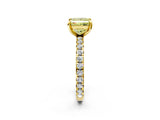 Yellow gold Fancy Yellow Princess Cut Diamond Pavé Solitaire Ring with Round Band and Prong Setting_14