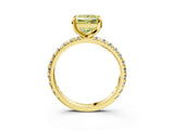 Yellow gold Fancy Yellow Princess Cut Diamond Pavé Solitaire Ring with Round Band and Prong Setting_15