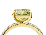 Yellow gold Fancy Yellow Princess Cut Diamond Pavé Solitaire Ring with Round Band and Prong Setting_16