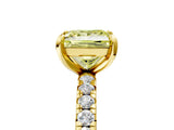 Yellow gold Fancy Yellow Princess Cut Diamond Pavé Solitaire Ring with Round Band and Prong Setting_17