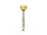 Yellow gold Fancy Yellow Princess Cut Diamond Pavé Solitaire Ring with Round Band and Prong Setting_26