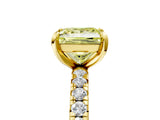 Yellow gold Fancy Yellow Princess Cut Diamond Pavé Solitaire Ring with Round Band and Prong Setting_29
