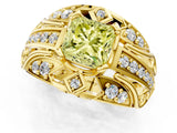 Yellow gold Fancy Yellow Princess Cut Diamond Pave Art Deco Split Shank Ring with Four-Prong Setting_1