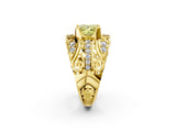 Yellow gold Fancy Yellow Princess Cut Diamond Pave Art Deco Split Shank Ring with Four-Prong Setting_2
