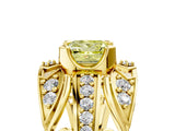Yellow gold Fancy Yellow Princess Cut Diamond Pave Art Deco Split Shank Ring with Four-Prong Setting_5