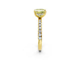 Yellow gold Fancy Yellow Princess Cut Diamond Pave Band Solitaire Ring with Four-Prong Setting_19