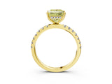 Yellow gold Fancy Yellow Princess Cut Diamond Pave Band Solitaire Ring with Four-Prong Setting_20