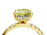 Yellow gold Fancy Yellow Princess Cut Diamond Pave Band Solitaire Ring with Four-Prong Setting_21