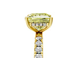 Yellow gold Fancy Yellow Princess Cut Diamond Pave Band Solitaire Ring with Four-Prong Setting_22